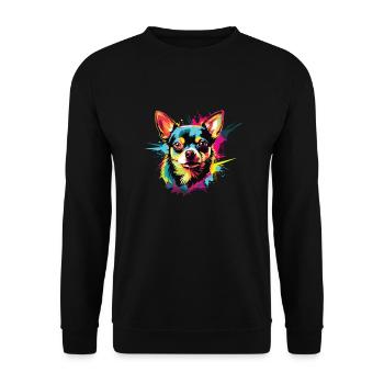 Watercolor Colorful Chihuahua - Unisex Sweatshirt - black - Front - Alina (178cm) & Michal (187cm)