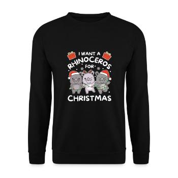 I Want A Rhinoceros For Christmas Cute Rhinos - Unisex Sweatshirt - black - Front - Alina (178cm) & Michal (187cm)