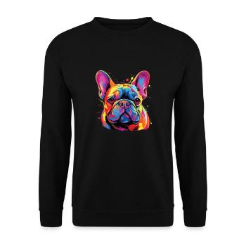 Wasserfarben Farbenfroher French Bulldog - Unisex Pullover - Schwarz - Vorne - Alina (178cm) & Michal (187cm)