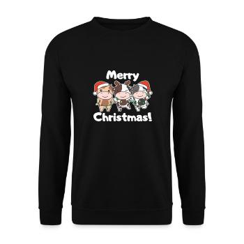 Kuh Weihnachten Winter Tiere Kuh - Unisex Pullover - Schwarz - Vorne - Alina (178cm) & Michal (187cm)