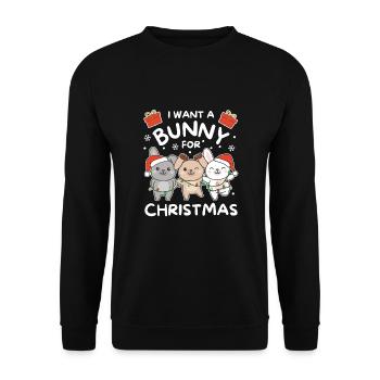 Ich will ein Hase zu Weihnachten süße Hasen - Unisex Pullover - Schwarz - Vorne - Alina (178cm) & Michal (187cm)
