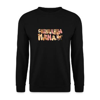 Chihuahua Groovy Chihuahua Mama - Unisex Pullover - Schwarz - Vorne - Alina (178cm) & Michal (187cm)