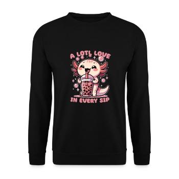 Kawaii Axolotl Bubble Tea Boba Axolotl - Unisex Pullover - Schwarz - Vorne - Alina (178cm) & Michal (187cm)