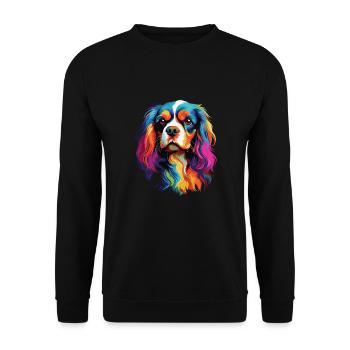 Watercolor Colorful Cavalier King Charles - Unisex Sweatshirt - black - Front - Alina (178cm) & Michal (187cm)