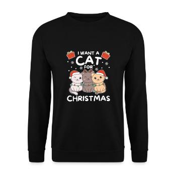 I Want A Cat For Christmas Cute Cats - Unisex Sweatshirt - black - Front - Alina (178cm) & Michal (187cm)