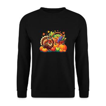 Turkey Thanksgiving with cornucopia autumn fruits - Unisex Sweatshirt - black - Front - Alina (178cm) & Michal (187cm)