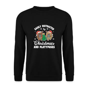 Facilement distrait par Noël et l’ornithorynque - Sweat-shirt Unisexe - noir - Devant - Alina (178cm) & Michal (187cm)