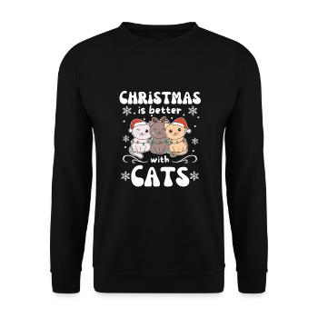 Noël, c’est mieux avec les chats - Sweat-shirt Unisexe - noir - Devant - Alina (178cm) & Michal (187cm)
