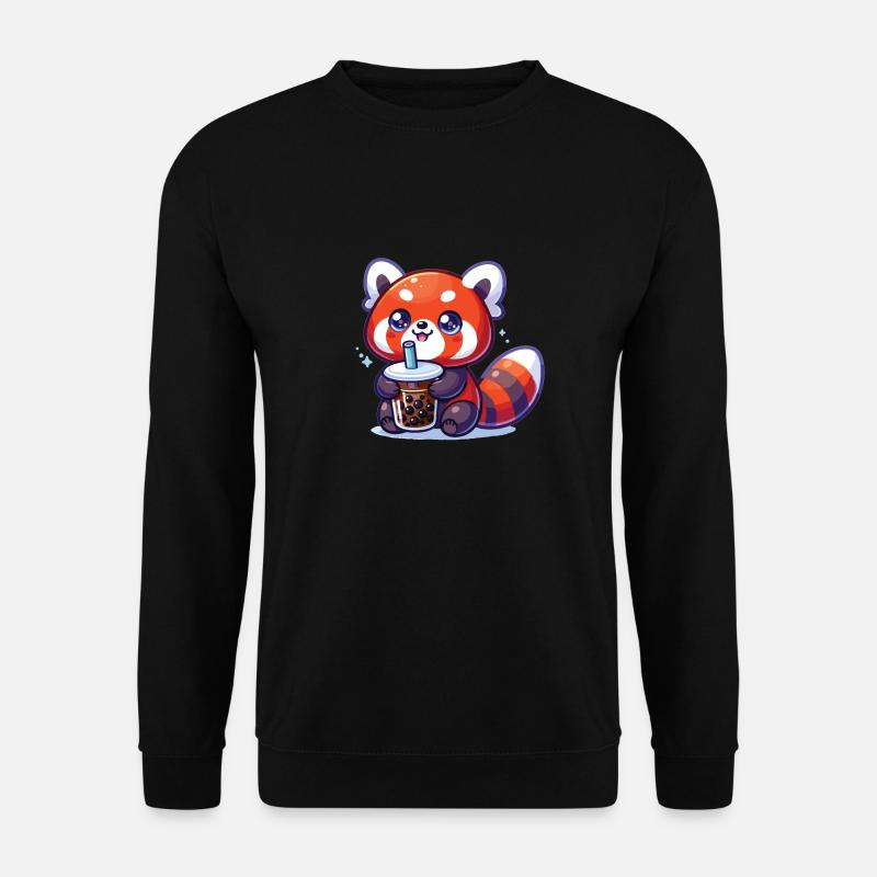 Kawaii Rote Pandas Bubble Tea Boba Roter Panda - Unisex Pullover - Schwarz