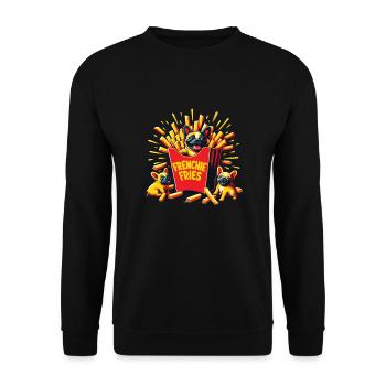 Frenchie Fries - Frites sucrées de bouledogue français - Sweat-shirt Unisexe - noir - Devant - Alina (178cm) & Michal (187cm)