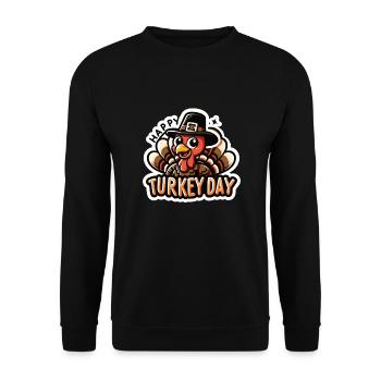Thanksgiving Truthahn Happy Turkey Day - Unisex Pullover - Schwarz - Vorne - Alina (178cm) & Michal (187cm)