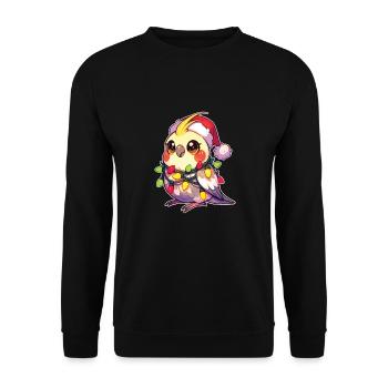 Christmas Fairy Lights Cockatiel - Unisex Sweatshirt - black - Front - Alina (178cm) & Michal (187cm)