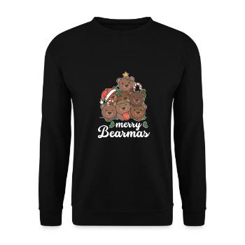 Joyeux Noël Bearmas Pun Ours - Sweat-shirt Unisexe - noir - Devant - Alina (178cm) & Michal (187cm)