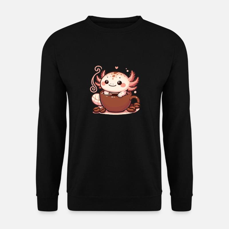 Kaffeebohnen mit Kaffee Axolotl - Unisex Pullover - Schwarz