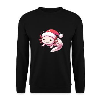 Axolotl Noël Axolotls mignons Joyeux Noël - Sweat-shirt Unisexe - noir - Devant - Alina (178cm) & Michal (187cm)