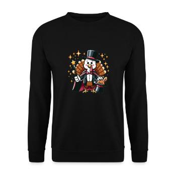 Thanksgiving Magier Zaubertrick Truthahn - Unisex Pullover - Schwarz - Vorne - Alina (178cm) & Michal (187cm)