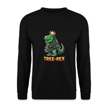 Tree-Rex lustiger Dinosaurier Wortspiel T-Rex - Unisex Pullover - Schwarz - Vorne - Alina (178cm) & Michal (187cm)
