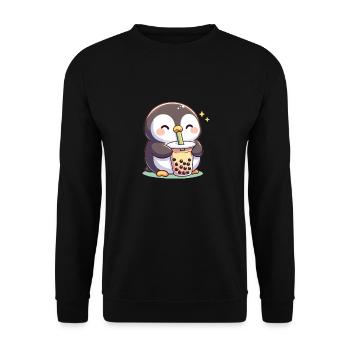 Kawaii Pinguine Bubble Tea Boba Pinguin - Unisex Pullover - Schwarz - Vorne - Alina (178cm) & Michal (187cm)