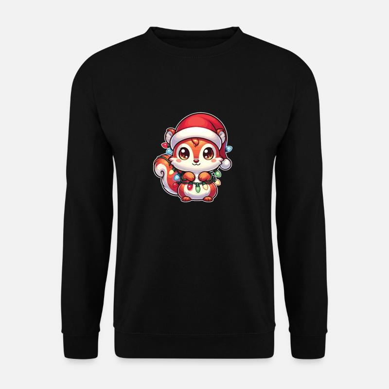 Weihnachten Lichterkette Eichhörnchen - Unisex Pullover - Schwarz