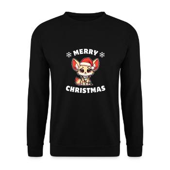 Santa Hat Christmas Fairy Lights Fennec - Unisex Sweatshirt - black - Front - Alina (178cm) & Michal (187cm)