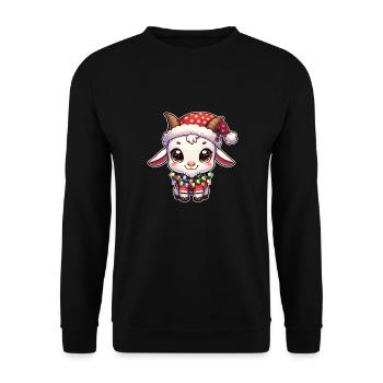 Père Noël chapeau Noël guirlandes lumineuses chèvre - Sweat-shirt Unisexe - noir - Devant - Alina (178cm) & Michal (187cm)