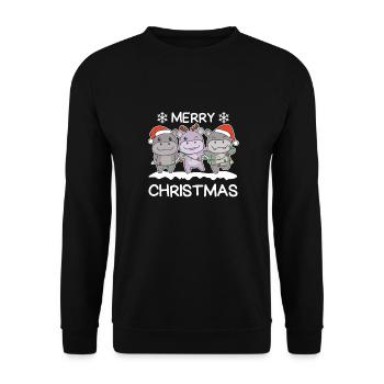 Joyeux Noël Hippopotame Hippopotame de la veille de Noël - Sweat-shirt Unisexe - noir - Devant - Alina (178cm) & Michal (187cm)