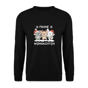 Frohe Weihnachten Hase Heiligabend Hasen - Unisex Pullover - Schwarz - Vorne - Alina (178cm) & Michal (187cm)