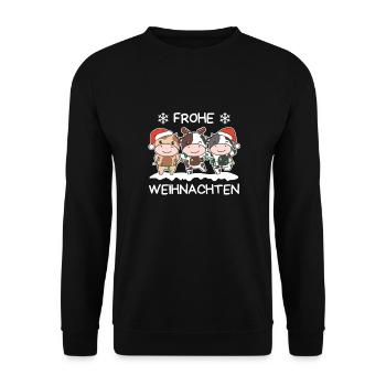 Frohe Weihnachten Kuh Heiligabend Kühe - Unisex Pullover - Schwarz - Vorne - Alina (178cm) & Michal (187cm)