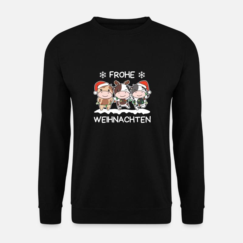 Frohe Weihnachten Kuh Heiligabend Kühe - Unisex Pullover - Schwarz