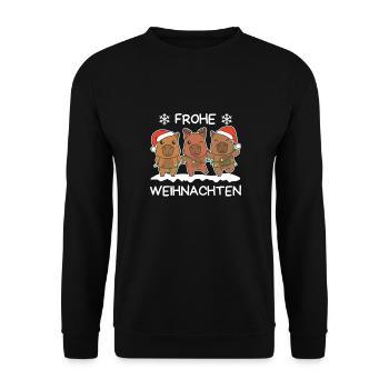 Frohe Weihnachten Capybara Heiligabend Capybaras - Unisex Pullover - Schwarz - Vorne - Alina (178cm) & Michal (187cm)