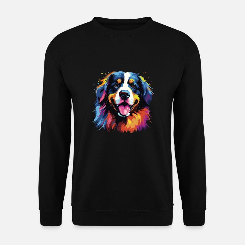 Wasserfarben Farbenfroher Berner Sennenhund - Unisex Pullover - Schwarz