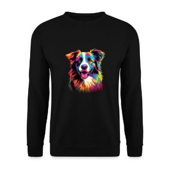 Watercolor Colorful Border Collie - Unisex Sweatshirt - black - Front - Alina (178cm) & Michal (187cm)