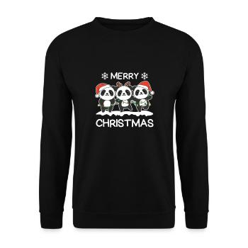 Joyeux Noël Panda Réveillon de Noël Pandas - Sweat-shirt Unisexe - noir - Devant - Alina (178cm) & Michal (187cm)