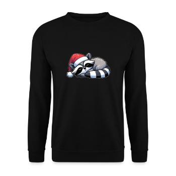 Santa Hat Christmas Sleeping Raccoon - Unisex Sweatshirt - black - Front - Alina (178cm) & Michal (187cm)