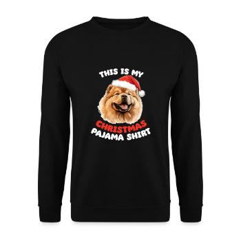 Chow Chow Weihnachts Schlafanzug Hunde - Unisex Pullover - Schwarz - Vorne - Alina (178cm) & Michal (187cm)