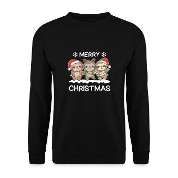 Merry Christmas Sloth Christmas Eve Sloths - Unisex Sweatshirt - black - Front - Alina (178cm) & Michal (187cm)