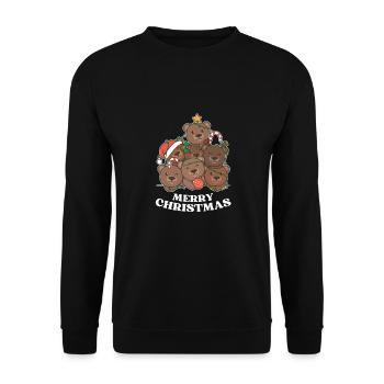 Merry Christmas Bear Christmas Eve Bears - Unisex Sweatshirt - black - Front - Alina (178cm) & Michal (187cm)