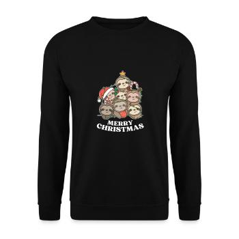 Merry Christmas Sloth Christmas Eve Sloths - Unisex Sweatshirt - black - Front - Alina (178cm) & Michal (187cm)