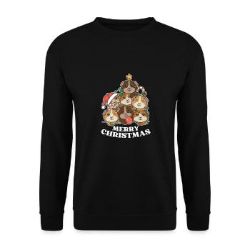 Joyeux Noël Cochon d’Inde Veille de Noël - Sweat-shirt Unisexe - noir - Devant - Alina (178cm) & Michal (187cm)