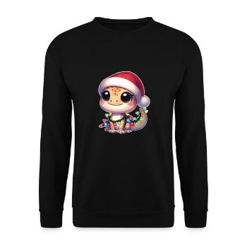 Noël guirlandes lumineuses léopard Gecko - Sweat-shirt Unisexe - noir - Devant - Alina (178cm) & Michal (187cm)
