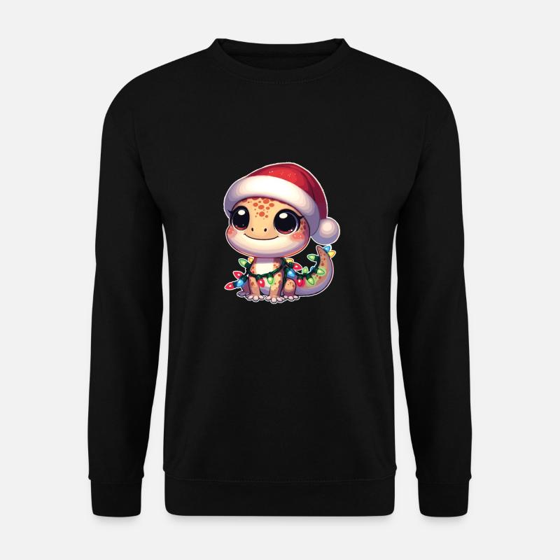 Weihnachten Lichterkette Leopardgecko - Unisex Pullover - Schwarz
