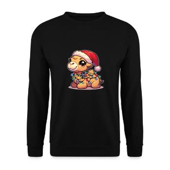 Weihnachtsmütze Weihnachten Lichterkette Kamel - Unisex Pullover - Schwarz - Vorne - Alina (178cm) & Michal (187cm)