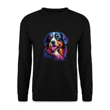 Aquarelle coloré Bouvier bernois - Sweat-shirt Unisexe - noir - Devant - Alina (178cm) & Michal (187cm)