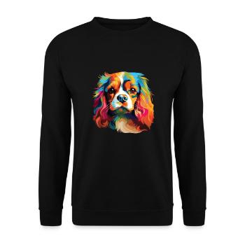 Aquarelle colorée Cavalier King Charles - Sweat-shirt Unisexe - noir - Devant - Alina (178cm) & Michal (187cm)