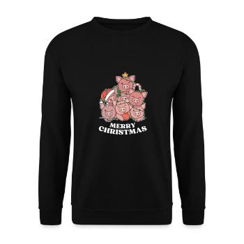 Joyeux cochon de Noël Cochons de la veille de Noël - Sweat-shirt Unisexe - noir - Devant - Alina (178cm) & Michal (187cm)