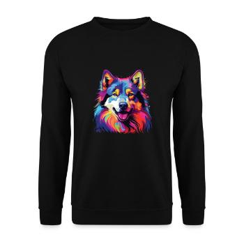 Aquarelle colorée Malamute d’Alaska - Sweat-shirt Unisexe - noir - Devant - Alina (178cm) & Michal (187cm)