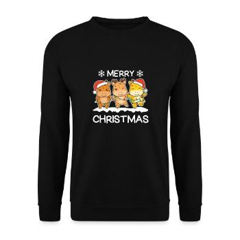 Frohe Weihnachten Giraffe Heiligabend Giraffen - Unisex Pullover - Schwarz - Vorne - Alina (178cm) & Michal (187cm)