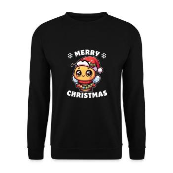 Santa Hat Christmas Fairy Lights Bee - Unisex Sweatshirt - black - Front - Alina (178cm) & Michal (187cm)