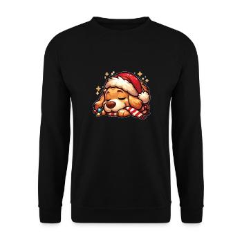Père Noël chapeau Noël guirlandes lumineuses dorées - Sweat-shirt Unisexe - noir - Devant - Alina (178cm) & Michal (187cm)