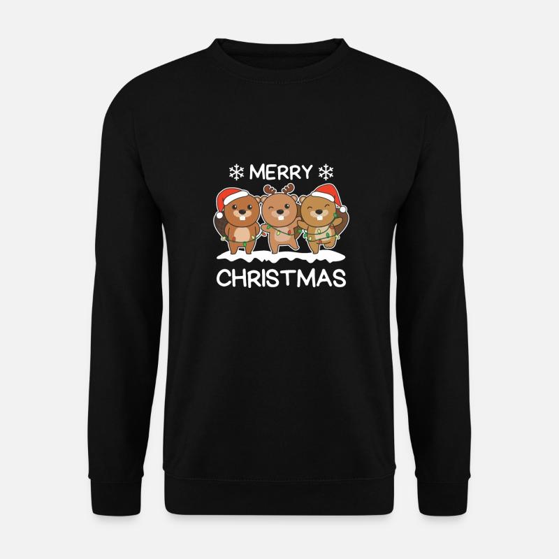 Frohe Weihnachten Biber Heiligabend Bibern - Unisex Pullover - Schwarz